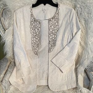 Jones New York Cream Jacket with Black Detailing